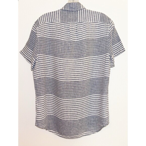 J Crew Baird McNutt Irish Linen Gray Short Sleeved Striped Men’s Shirt Size S - Picture 4 of 5